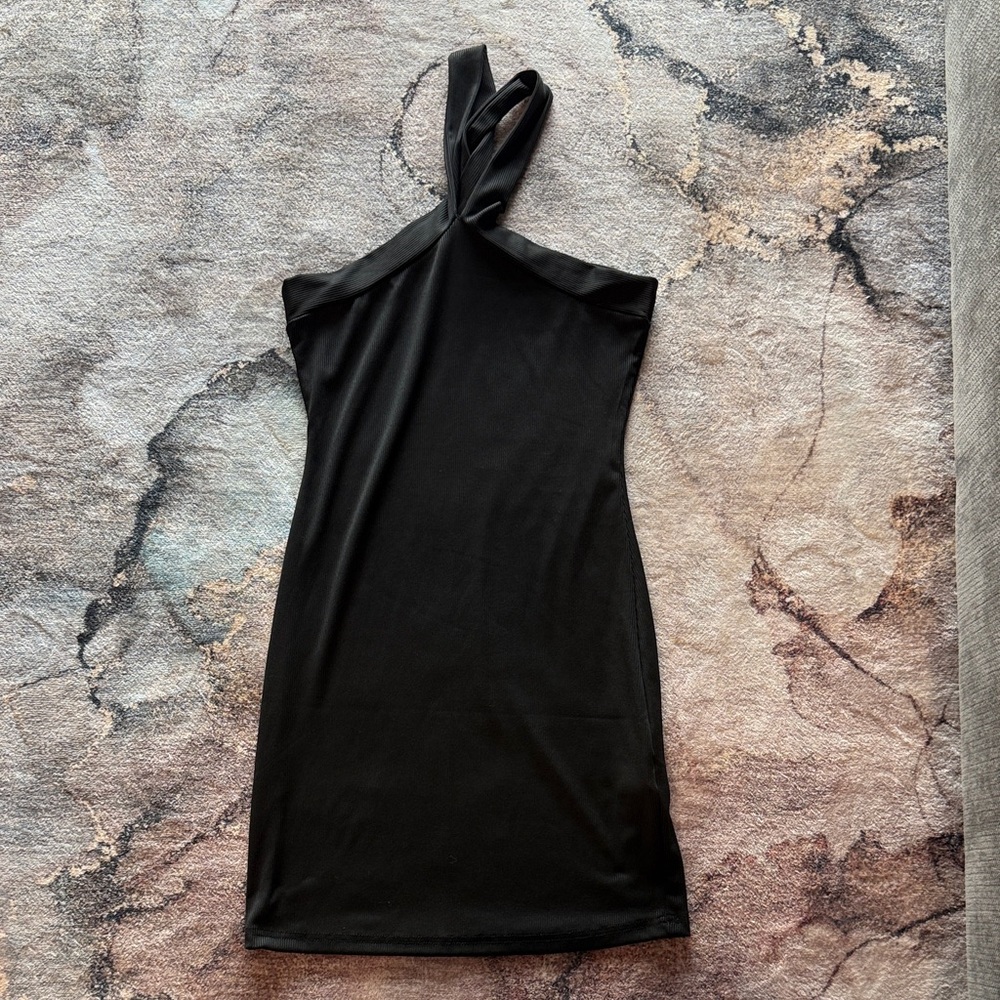 SHEIN Elegant One-Shoulder Black Dress